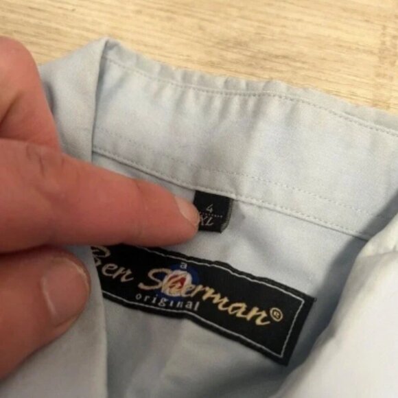 Ben Sherman Button Down Shirt Short Sleeve Light Blue XL Mens Vtg Punk Oi! GBh‎ - Picture 4 of 8